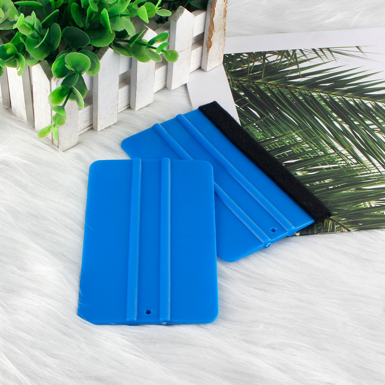 car vinyl film wrapping tools Scraper squeegee with felt soft edge wall paper scraper mobile screen protector install Care Cleaning tool Blue color