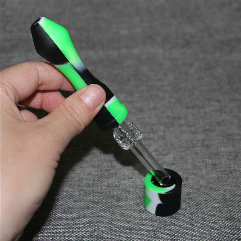 Mini silicone Nectar Pipe kit portable Concentrate smoke Pipe water pipes with Titanium Tip Dab Straw Oil Rigs