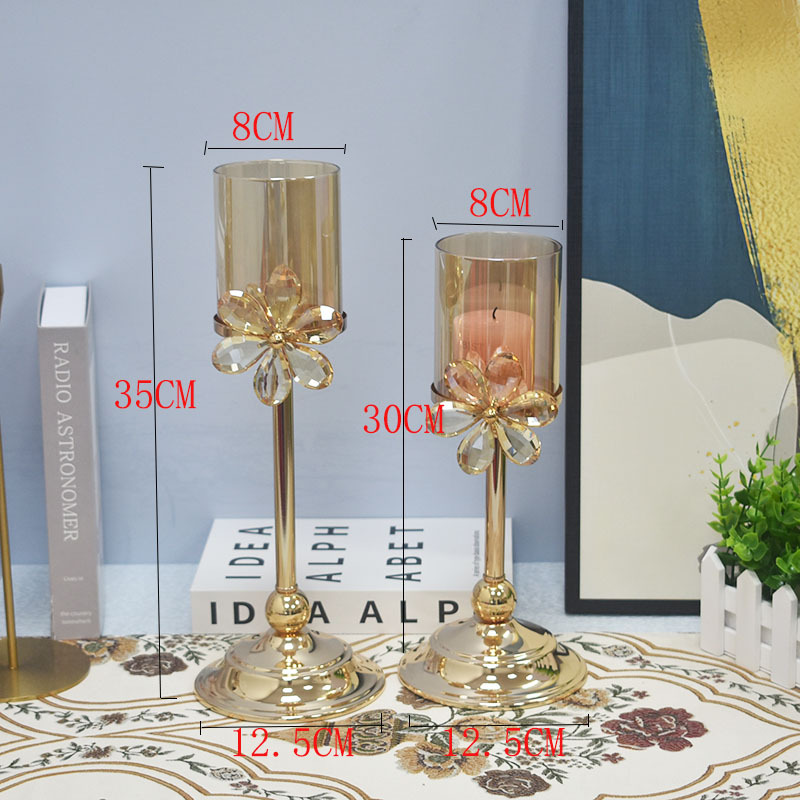 Romantic Rose Crystal Candle Holders Home Decoration Ornaments Glass Candlestick