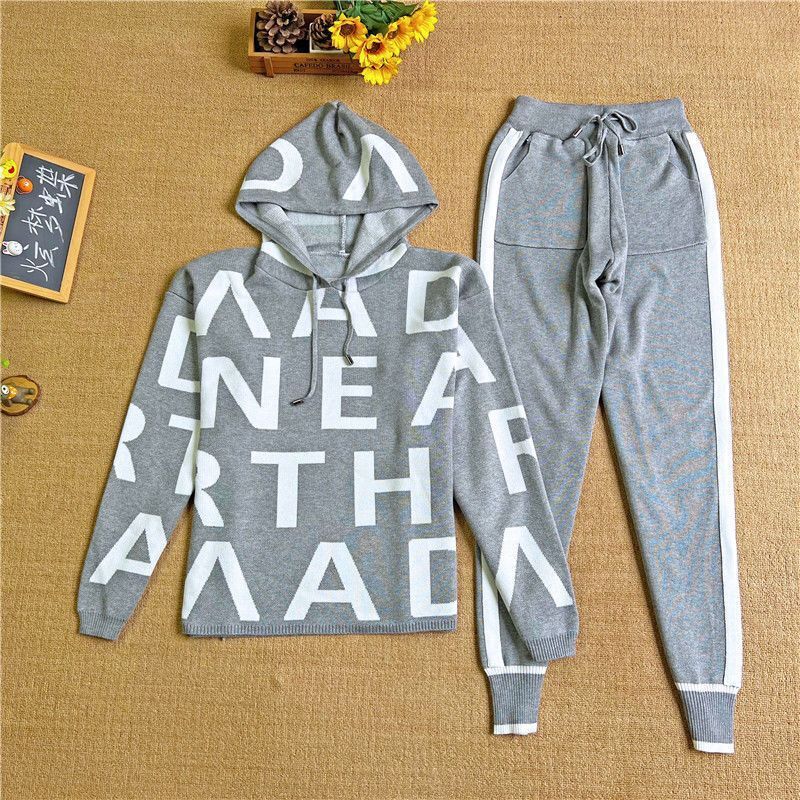 Moda Tasarımcı Kadın Trailtsuits Sportsswear Mektubu Pullover Hoodie Sports Set Sportif Gevşek Gündelik İki Parçalı Kadın