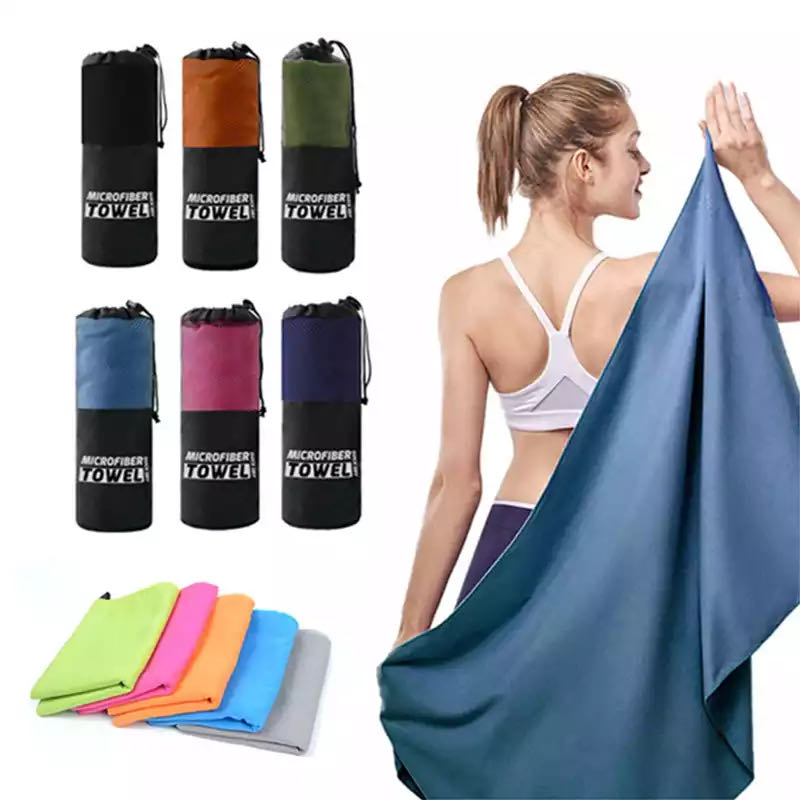 Custom Microfiber Sport Towel Hang Gym Fitness Yoga Golf Swimming Travel Super Sweat Absorbent Quick Spin-dry Soft Lint Sand Free Beach Towels Rectangle Solid