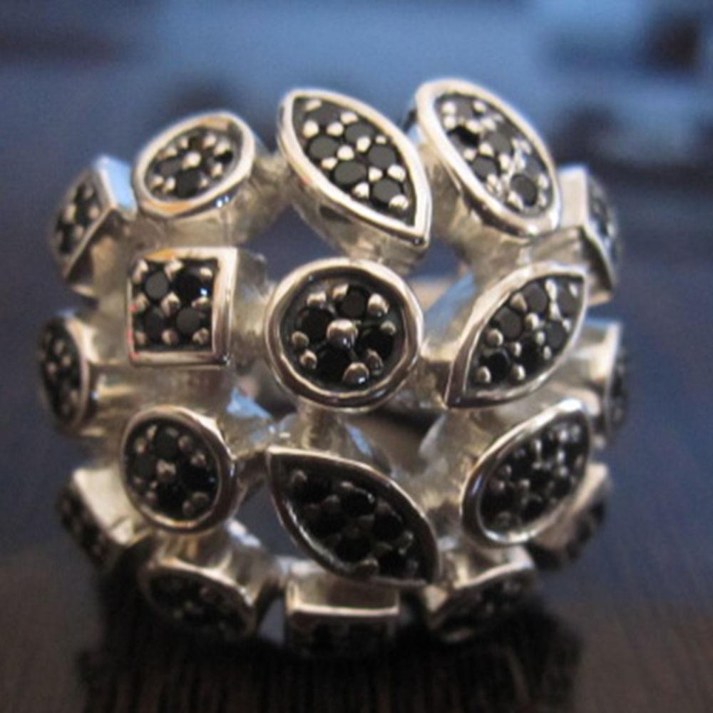 Anéis de prata esterlina 925 sólidos para mulheres grandes de diamante de diamante.