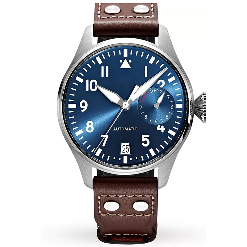 Luxe herenhorloge Waterdicht Automatisch Mechanisch Saffierglas Zilver Bruin Leer Blauw Sport polshorloge311L