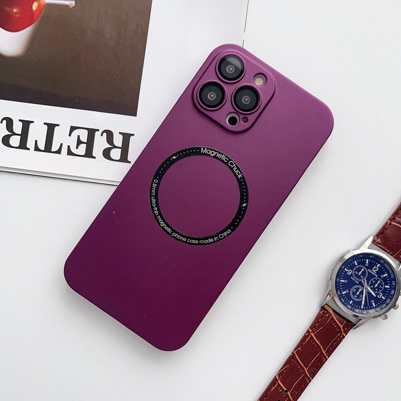0.8 مم الحالات البلاستيكية Ultrathin PC PC لـ iPhone 15 14 Plus 13 12 11 Pro Max Camera Lens Protector Magnetic Hole Gine Fashion Cell Smart Phone Skin