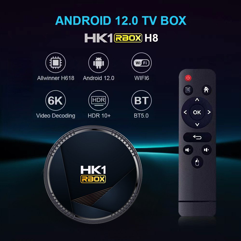 HK1 RBOX H8 Android 12 TV Box Allwinner H618 6K 2.4G 5G WiFi 6 4GB 128G 64GB 32GB 16G BT5.0 Global Media Player Odbiornik HK1Rbox