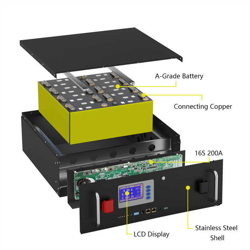 LIFEPO4 48V 150AH 100AH ​​200AH 배터리 팩 51.2V 7KWH 10KWH 내장 16S 200A BMS RS485 CAN MAX 32 평행 10 년 수명