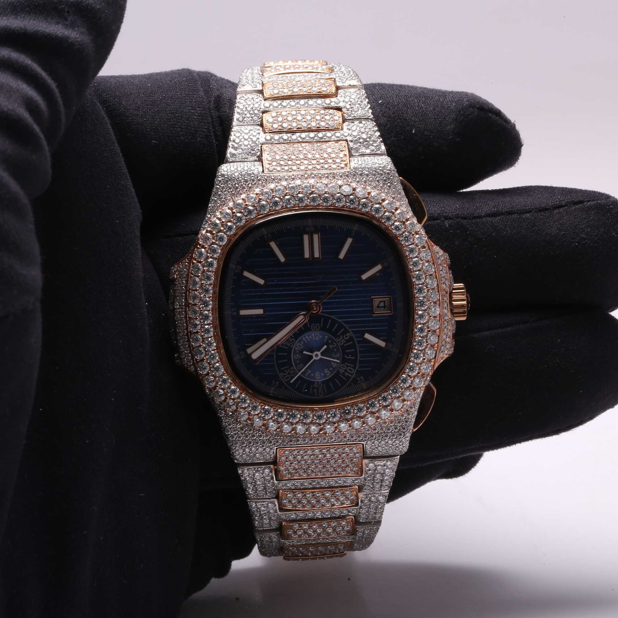 Wristwatches iced out customize diamond luxury men's watch handmade fine jewelry manufacturer labgrown diamond watch