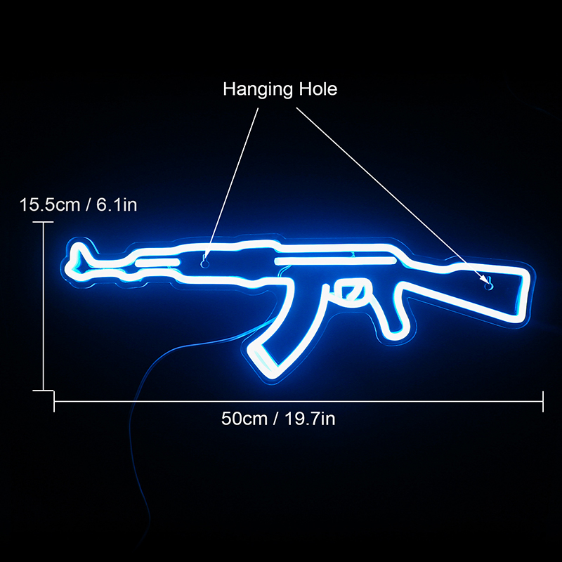 네온 사인 라이트 건 AK 47 슈퍼 쿨 교수형 램프 사용자 정의 로그인 로고 장식 램프 게임 룸 숍 벽 장식