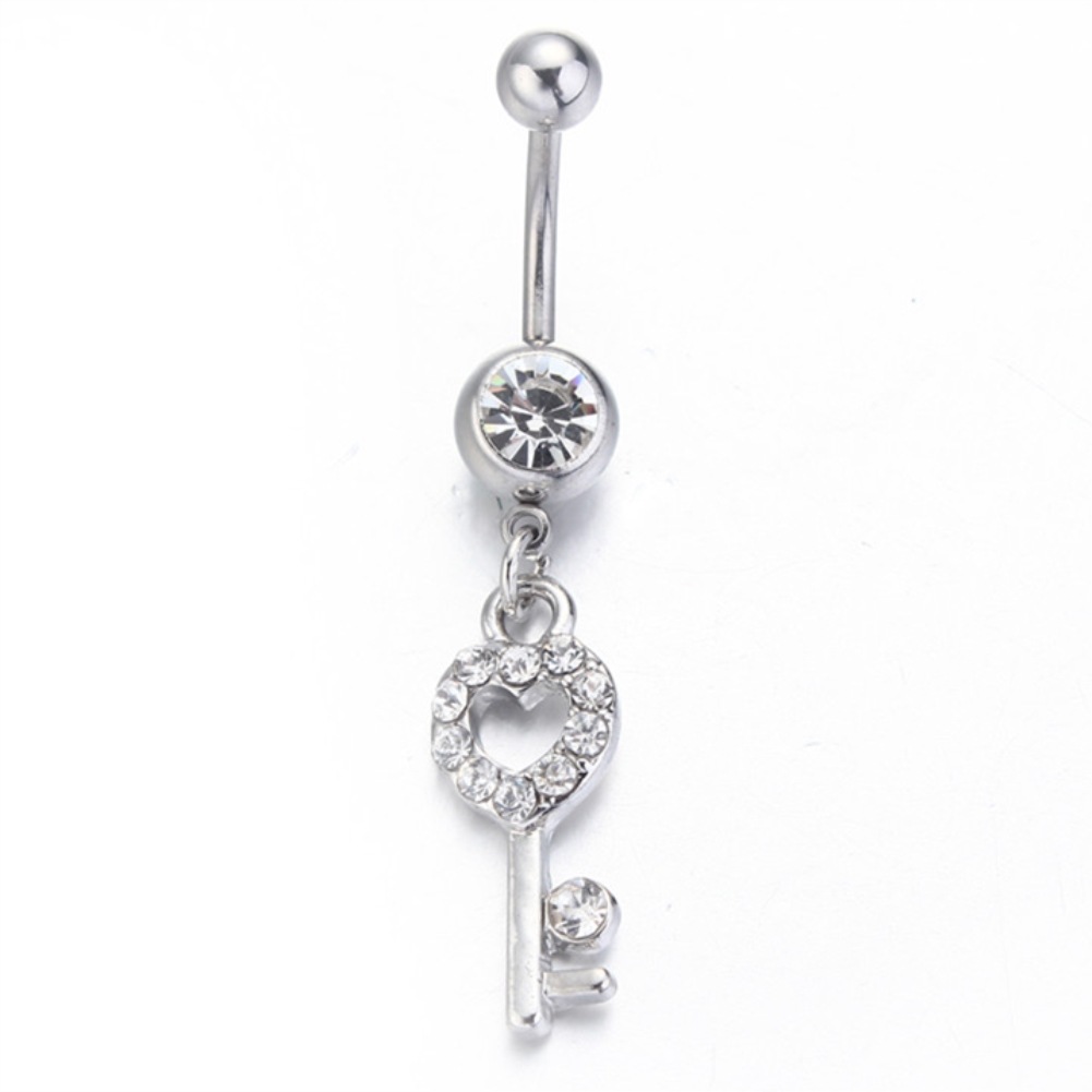 Heart Shaped Key Navel Ring Bell Button Rings Human Body Women Body Jewelry