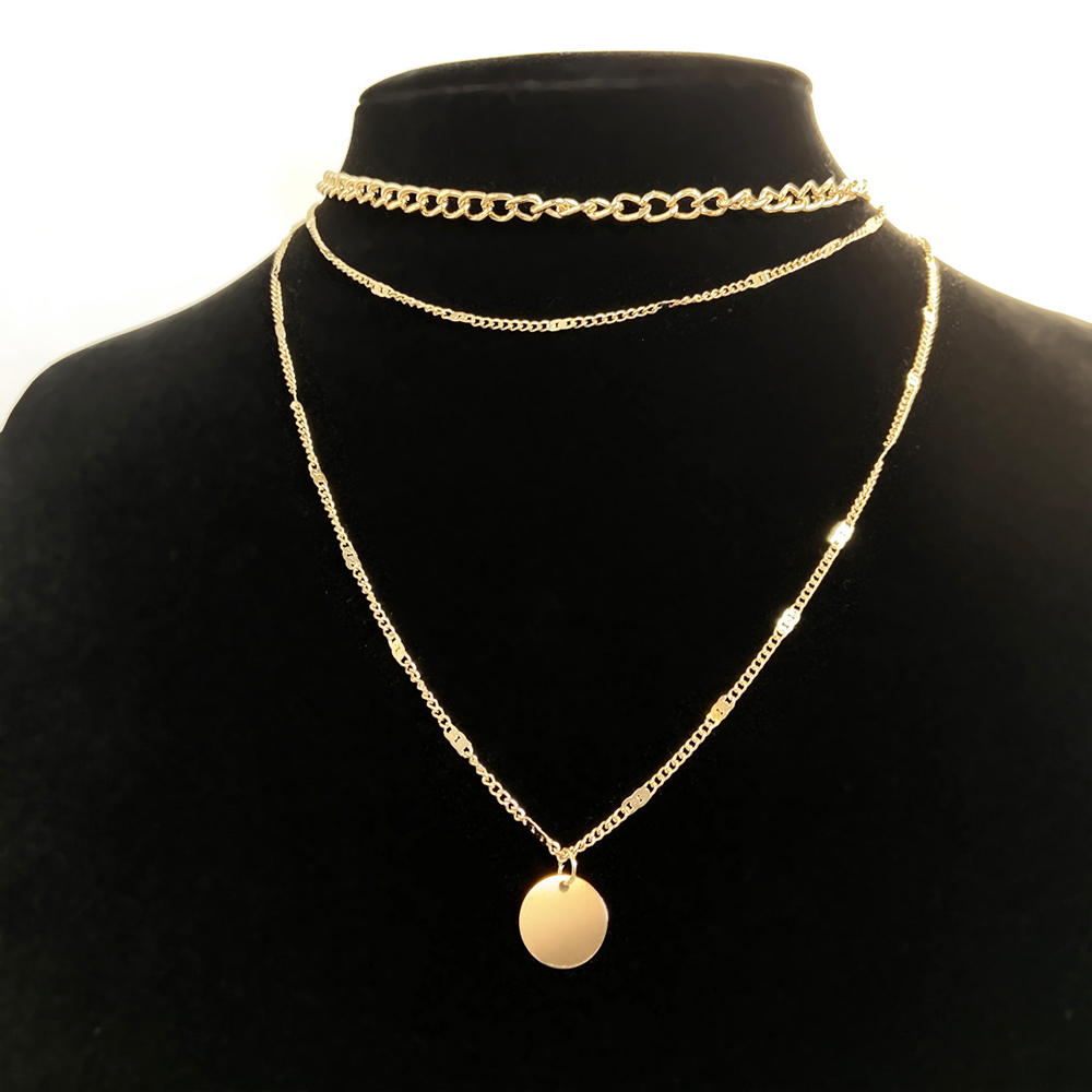 Mode Vintage collier sur le cou couleur or chaîne bijoux couches accessoires pour femmes filles pendentif cadeaux