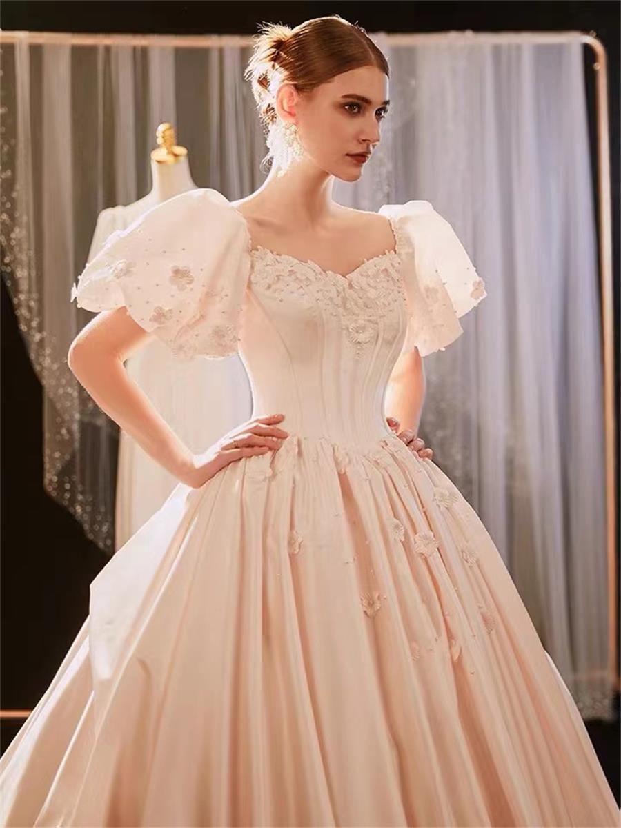 Novo vestido de noiva um palácio de ombro temperamento de luxo de luxo de luxo grande cauda FN4402