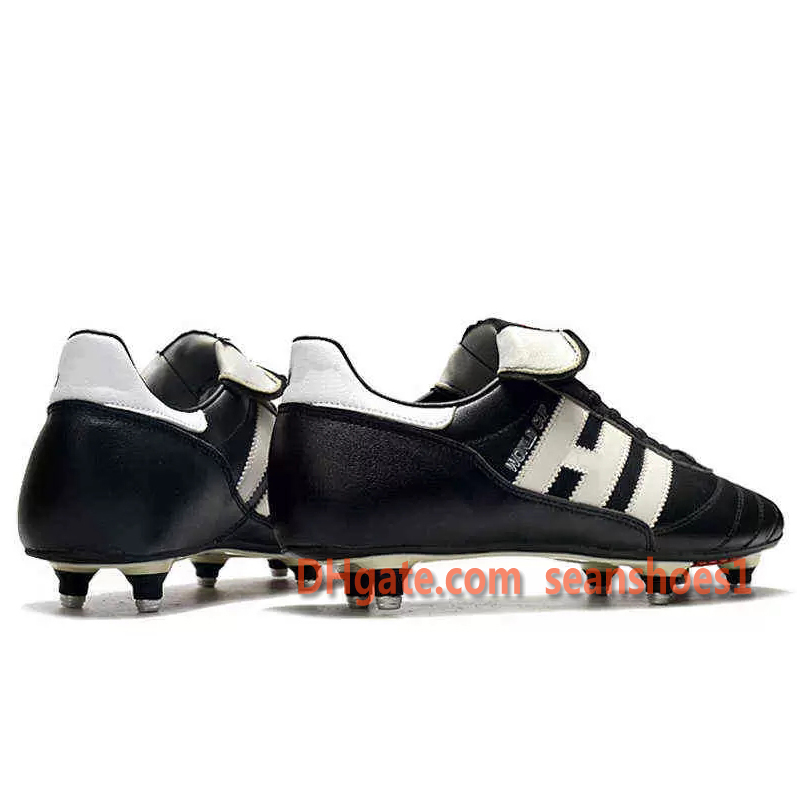 Sac cadeau Bottes de football Copa Coupe du Monde SG Chaussures pour hommes Terrain ferme Pointes extérieures Cuir souple Noir Blanc Crampons de football d'entraînement classique Scarpe Da Calcio US 6.5-11