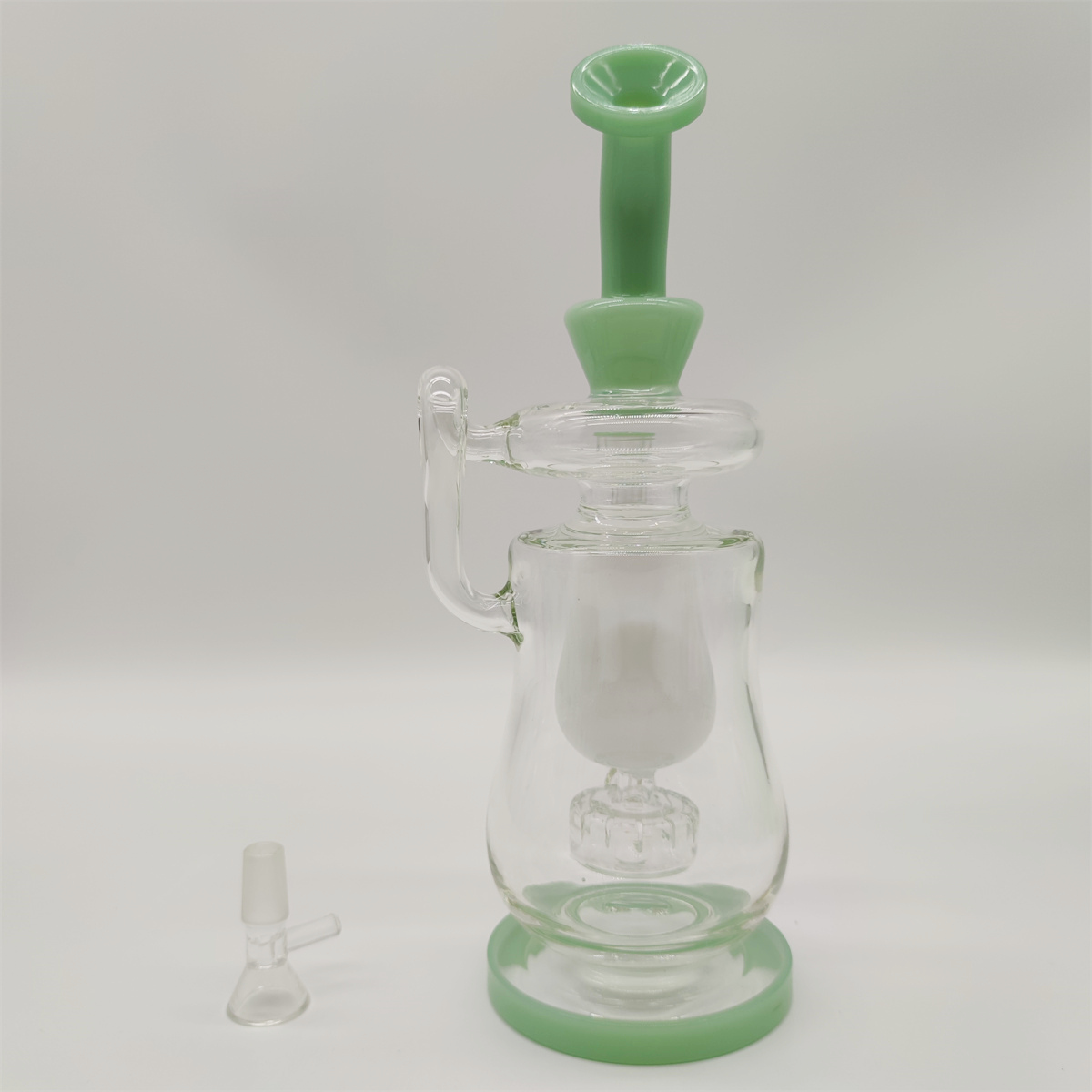 11 Inch Clear Glass Water Pipe Large Lookah Luxury Cream Green Heavy Thick Hookah Dabber Rig Recycler Pipes Water Bongs Smoking with 14mm Male Joint Bowl