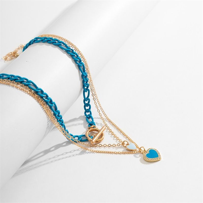 Multi-couche bleu amour pendentif collier bracelet changement progressif bijoux de créateurs bracelets bague femmes hommes couple mode or sil275l