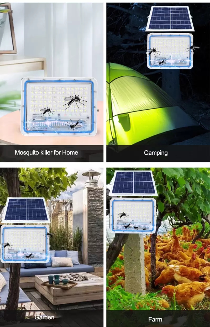 50W 100W 300W LED Solar Flood Lights Elektrische Moskito Fliegenwanze Zapper Killerlampe Insekten Sch￤dling Fernbedienung IP65 Au￟enlampen