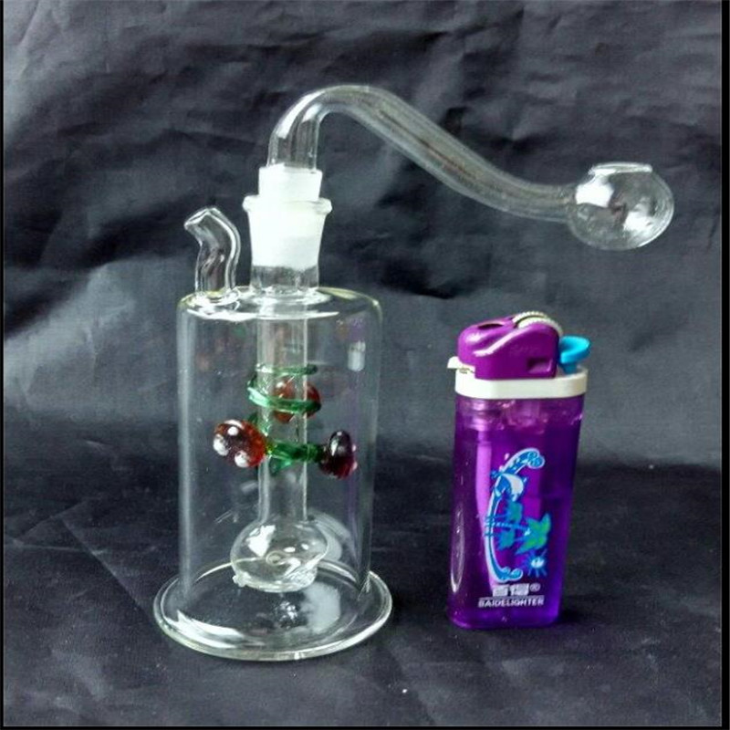 Glasr￶r bubbler oljerigg glas bongs dubbel botten delfiner platt potten 10mm