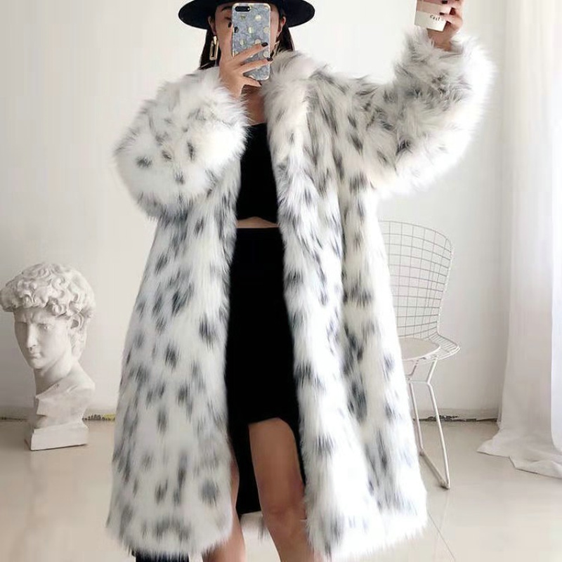 Mode Frauen Winter Mäntel Faux Fuchs Pelzmantel Dame Casual Schnee Leopard Print Pelz Jacke Weibliche Dicke Warme Plüsch Oberbekleidung kleidung