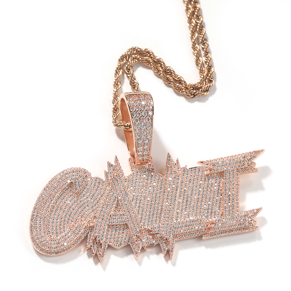 TopBling A-Z Nome personalizzato Lettere Collane con ciondolo Bling 5A Zircone placcato in oro reale 18 carati