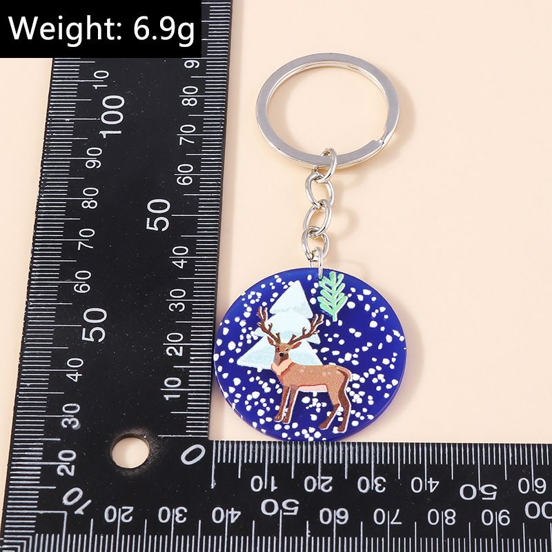 Julnyckelringar Santa Claus Cartoon Keychain Bagage Bag Dekorativ Pendant Keyring Gift Key Chain