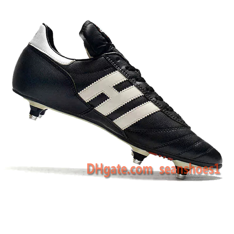 حقيبة هدايا لكرة القدم أحذية كأس العالم كأس العالم SG Mens Firm Ground Outdoor Tpikes Soft Leather Black White Training Cleags Classic Da Calcio US 6.5-11