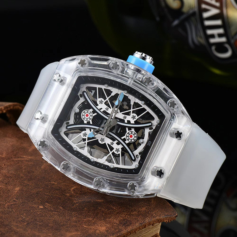 Montre d'arrivée pour hommes montre-bracelet de sport cadran Transparent montres à Quartz bracelet en Silicone 3029