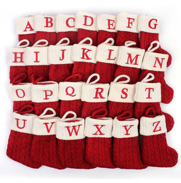 18X14cm Exquisite Christmas Socks Festive Scene Decoration Knitted Christmas Letter Sock Gift Bag SN437