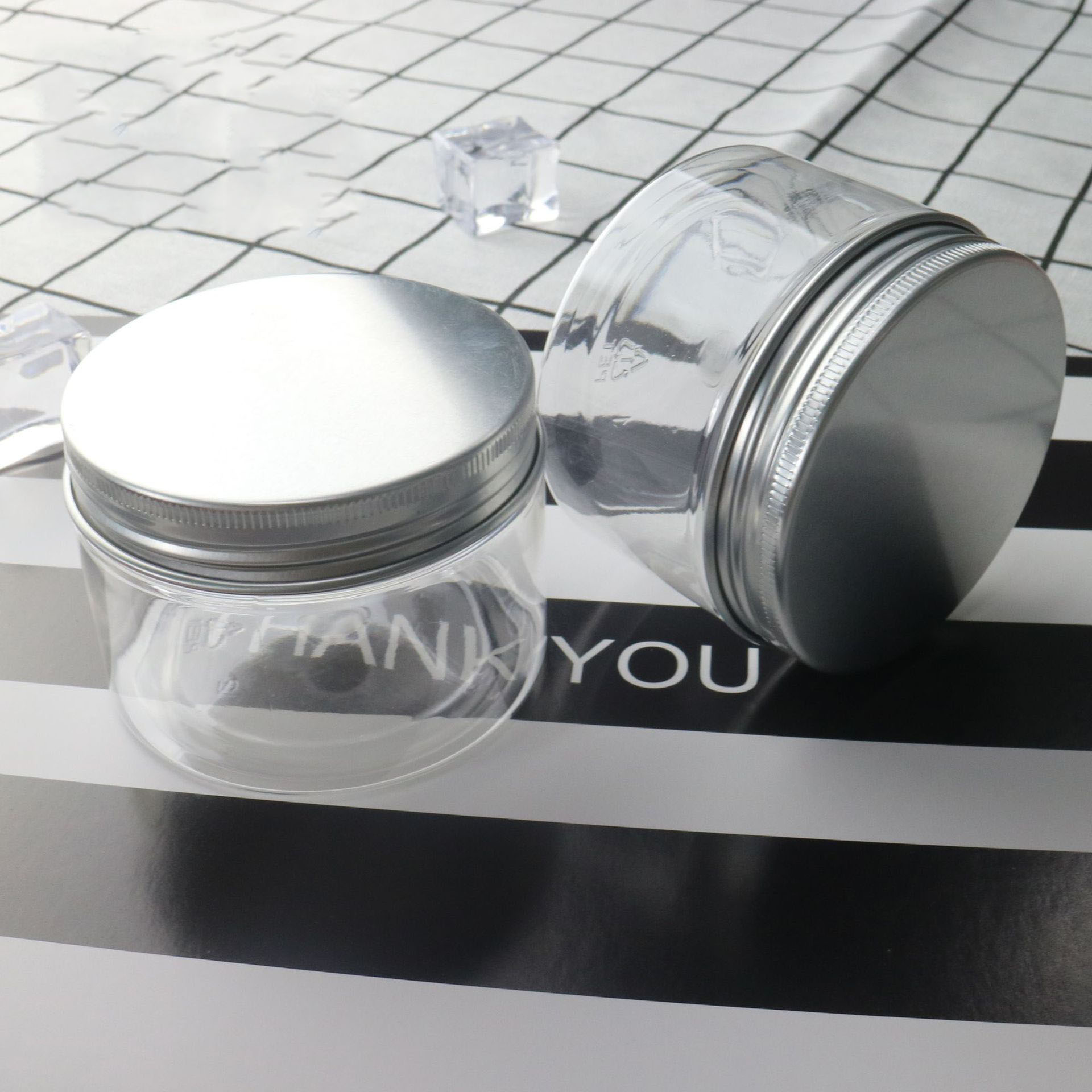 100ml 120ml PET Plastic Storage Boxes Transparent Cans Round jars with Aluminum Lids