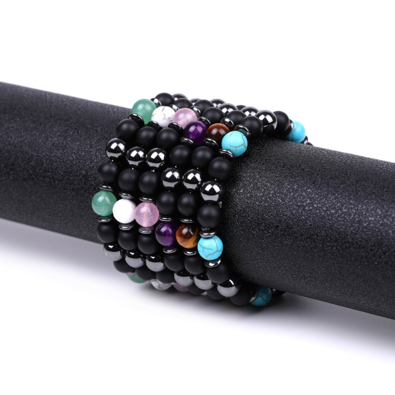8mm Black Matte Hematite Beads Bracelet Natural Tiger Eye Stone Kallaite Rose Quartz Bracelets for Women Men Yoga Jewelry