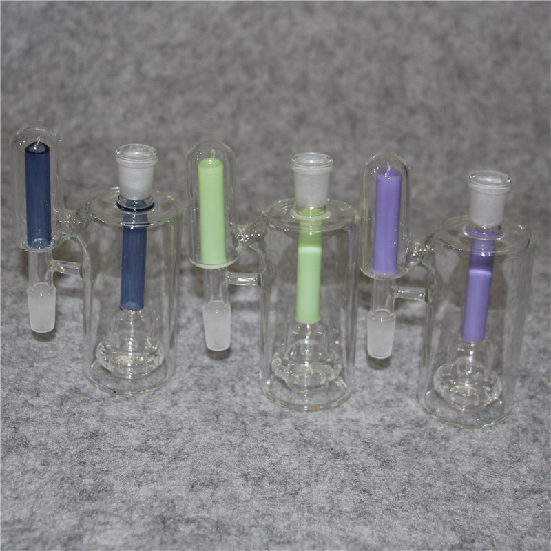 Bonga de cachecóis de vidro de vidro de 14 mm com recipiente de silicone colorido quartzo banger grosso pyrex cinzas apanhador de água fumando tubos