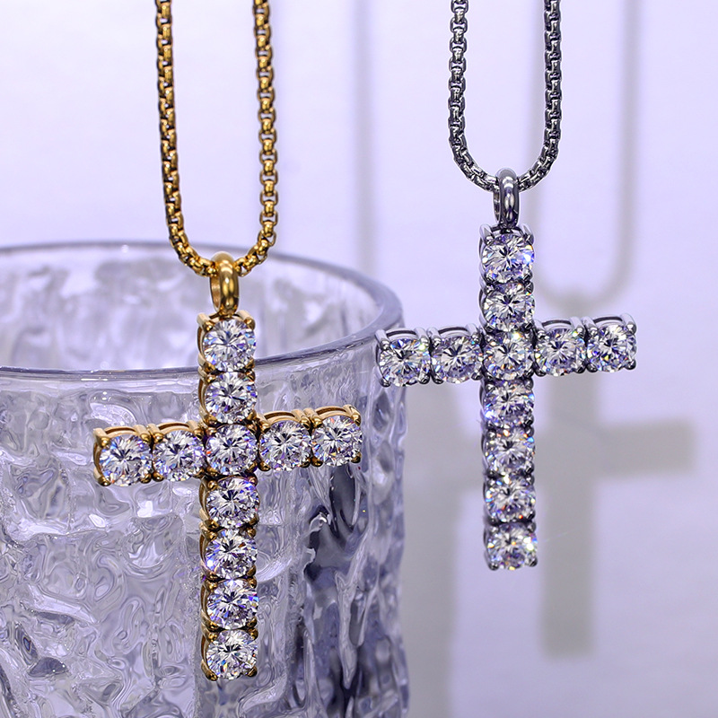 Topbling cross h￤ngsmycken halsband smycken 18k real guld pl￤terad rostfritt st￥l m￤n kvinnor ￤lskare g￥va par religi￶sa smycken