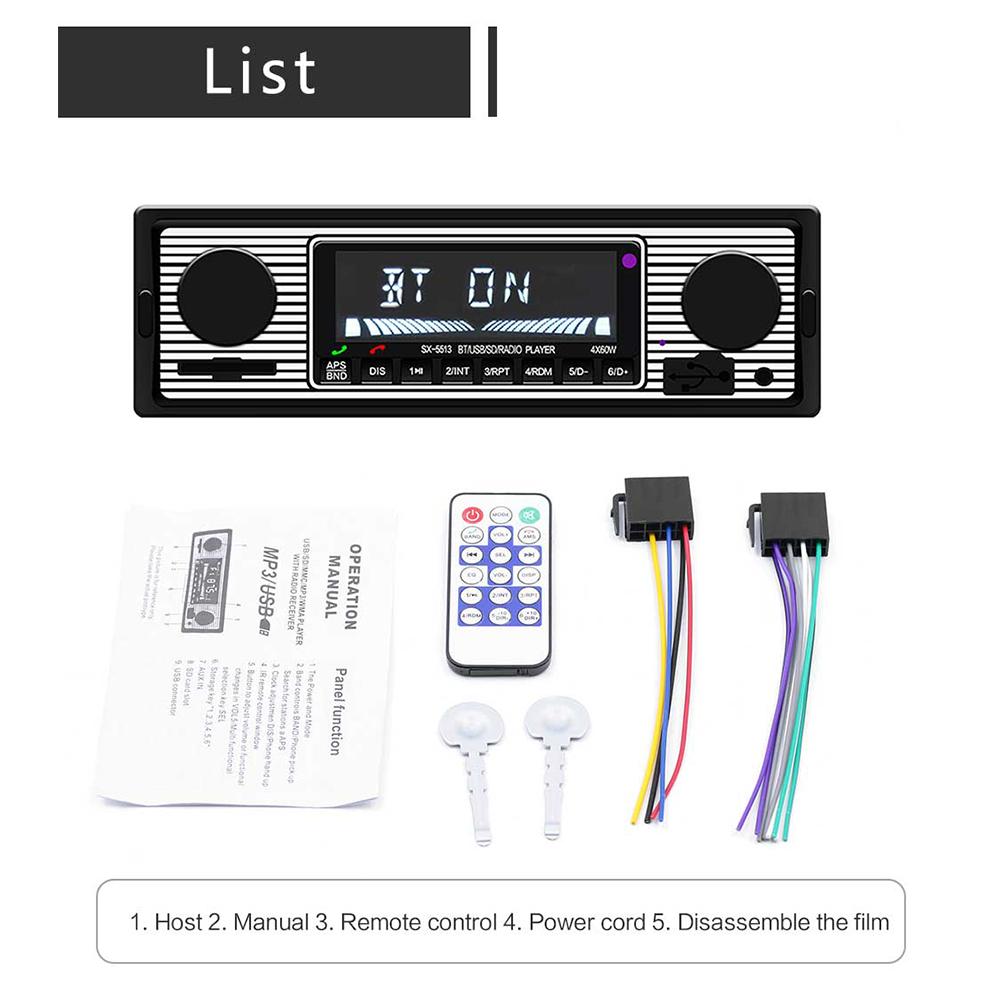 Retro Auto Auto Radio Bluetooth Kompatibel Auto Stereo Audio Vintage Drahtlose MP3 Multimedia Player AUX USB FM 12V klassische Stereo