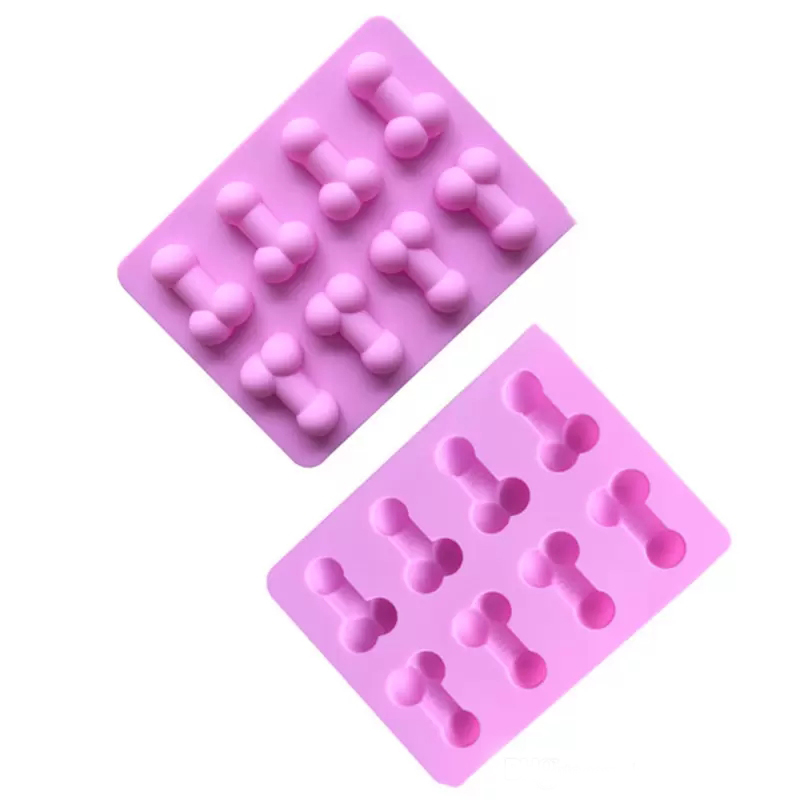 Silicone Ice Mold Funny Candy Biscuit Ices Mold Tray Bachelor Party Jelly Chocolate Cake Molds Household 8 Holes Baking Tools Mould
