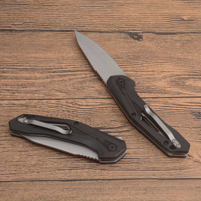 Высококачественное складное нож KS1385 Flipper 8cr13mov DLC Конечный покрытие для лезвия стеклянная ручка волокон с помощью быстрого открытого ножа папки с розничной коробкой