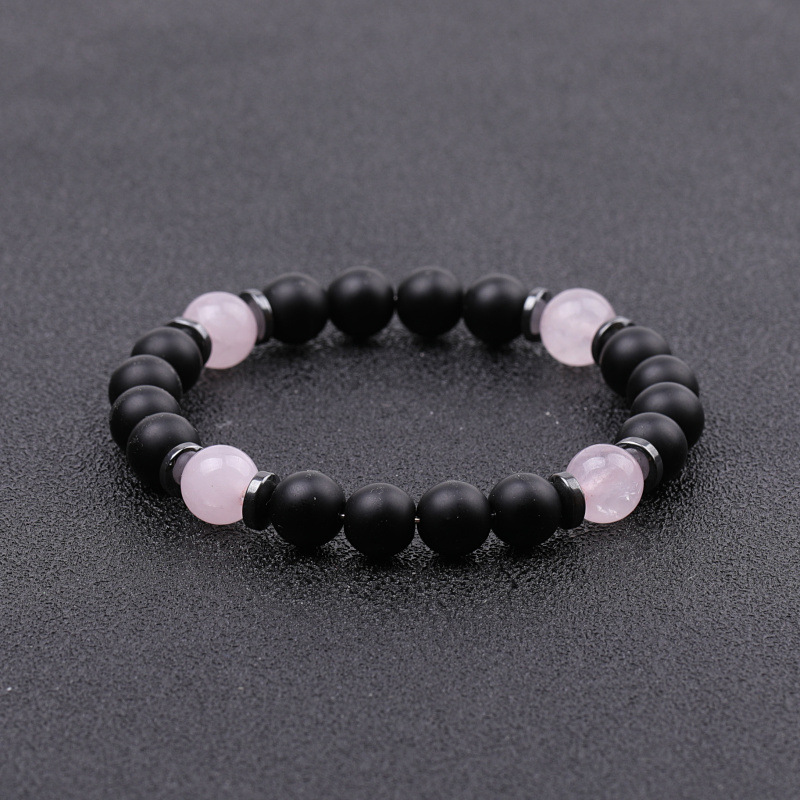 8mm preto fosco natural tigre olho de pedra rosa quartzo contas pulseiras de pulseiras para homens jóias de ioga de homens