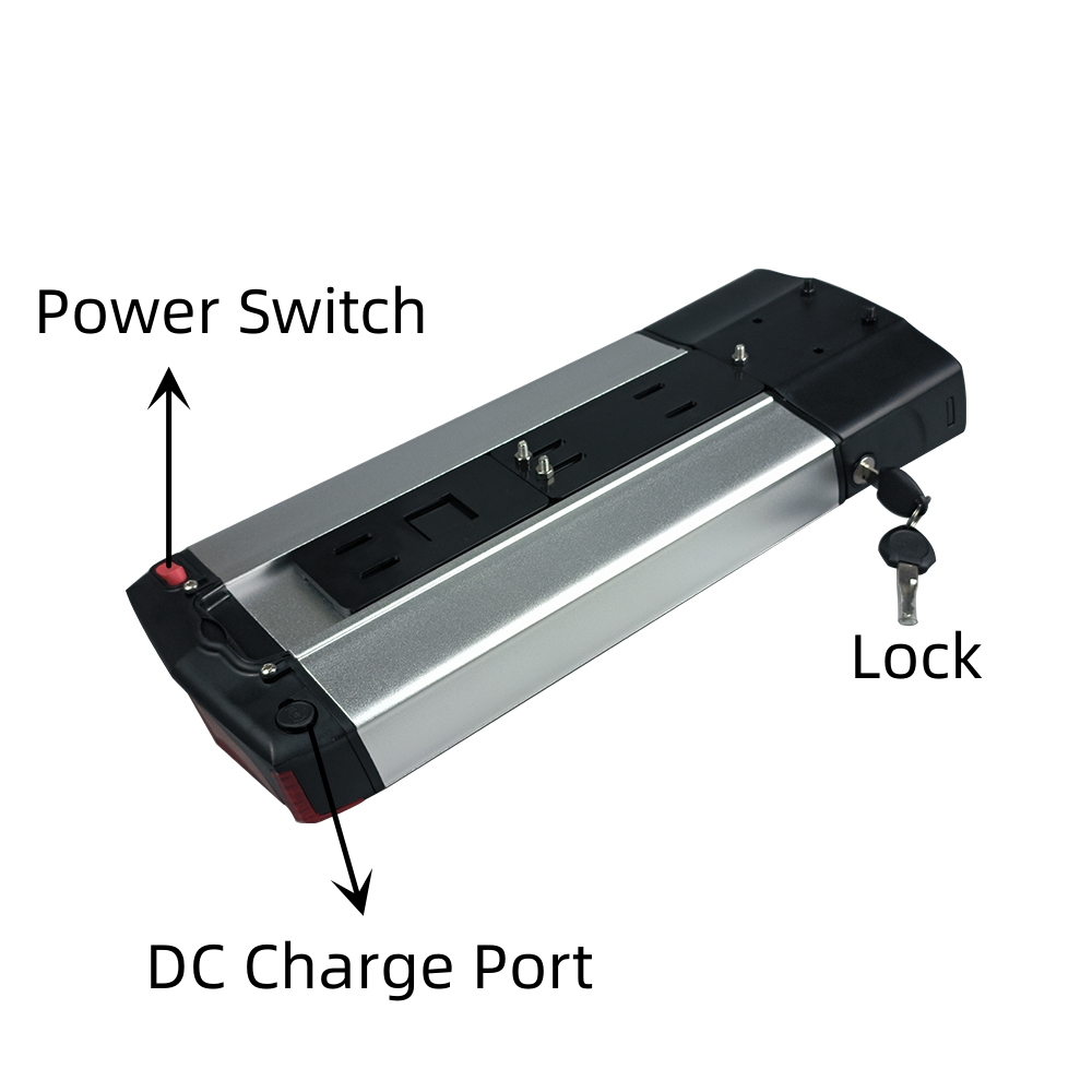 RB-3 achterste rek ebike batterijbox 36V 48V lege batterijbehuizing met 18650 celhouder