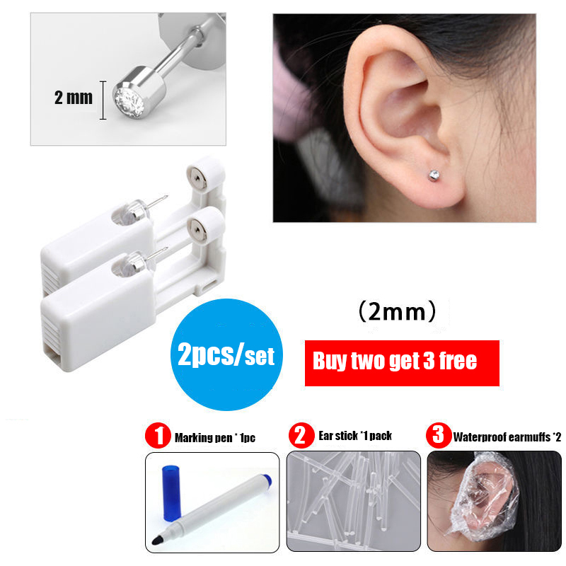 Disposable Sterile Ear Nose Piercing Gun Kit Safety Portable Self Ear Nose Pierce Tool with Stud