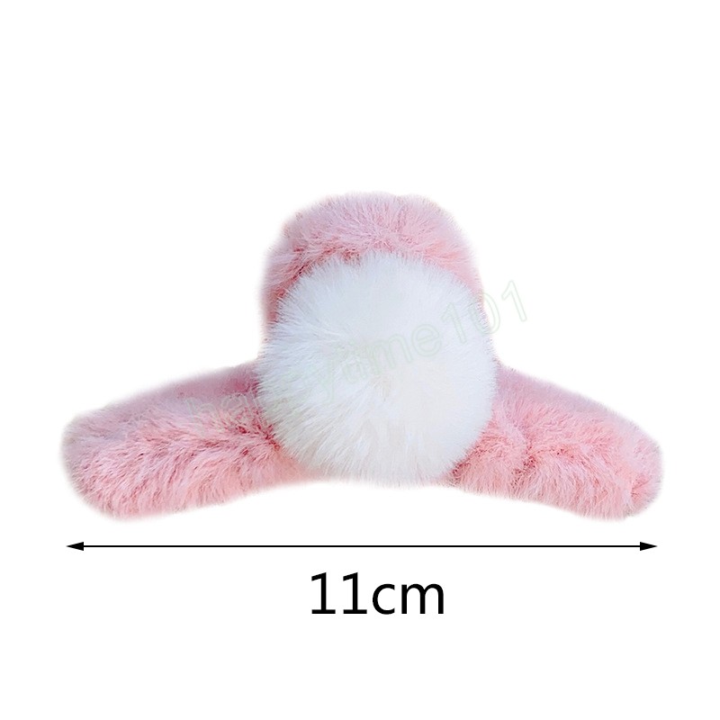 Winter Plush Clamps For Women Girl Cute Large Hairball Hair Claw Solid Color Hairpin Headwear Fashion Hair Accessories