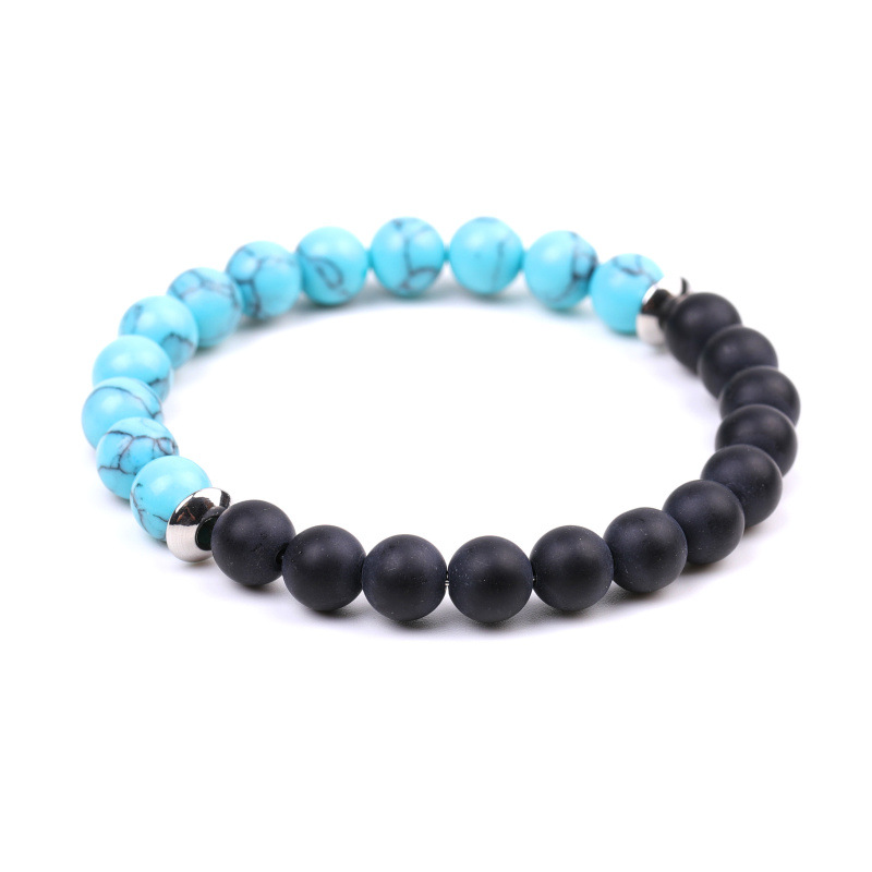 Natural Stone 8mm Hematite Kallaite Malachite Agate Beaded Bangle Bracelets For Women Jewelry