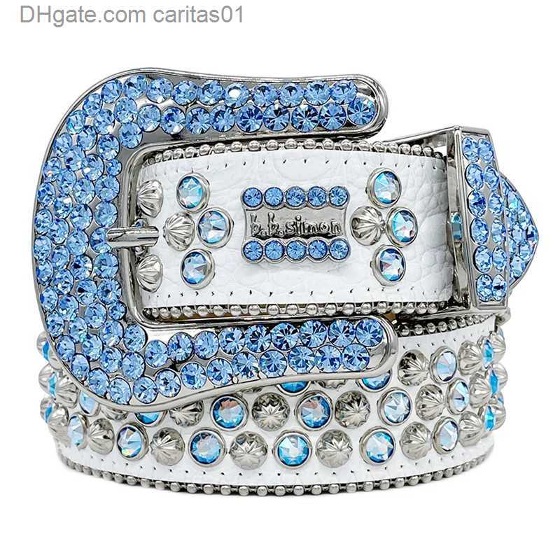 Dise￱ador BB Simon Belts for Men Women Cortur￳n de diamante brillante Black on Black Blue White Multicolor con diamantes de imitaci￳n Bling como Regal Caritas01