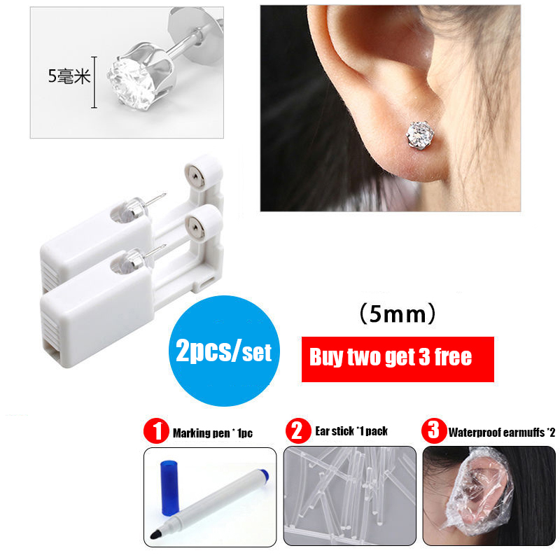 2 Teile/satz Einweg Sichere Sterile Nase Ohr Piercing Einheit Knorpel Tragus Helix Piercing Pistole Piercer Werkzeug Maschine Kit Stud körper Schmuck