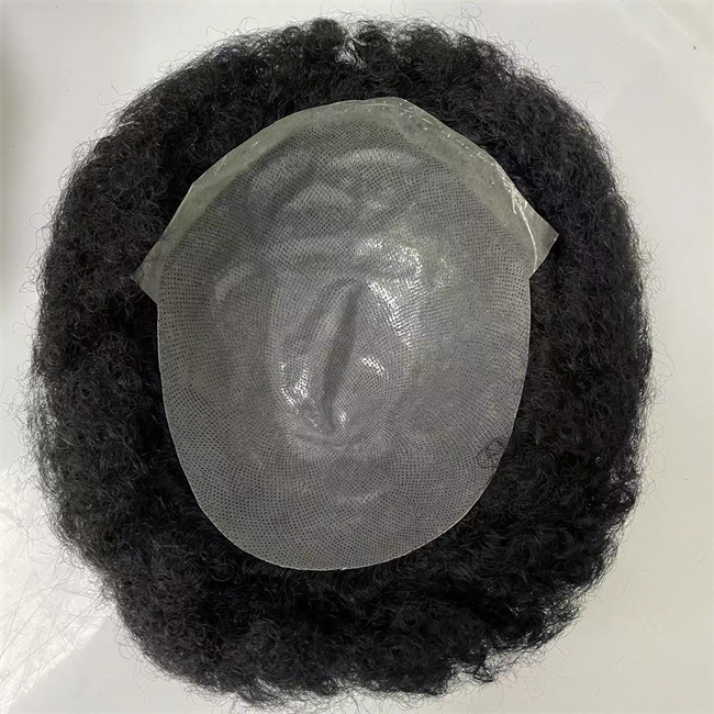 European Virgin Human Hair Replacement 8x10 Hair Piece Black Afro 4mm/6mm/8mm/10mm/12mm Wave Full PU Toupees for Black Men