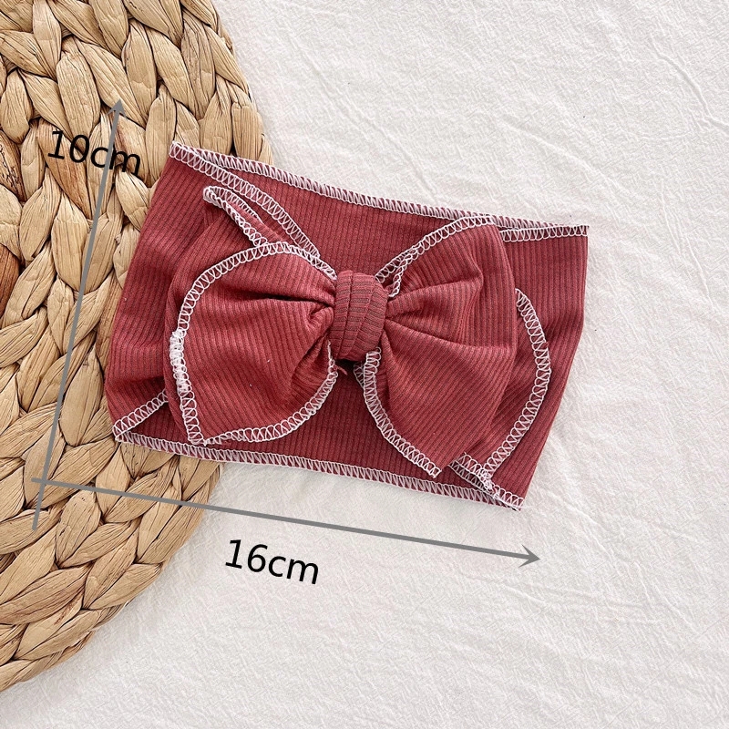 Fascia larga Bowknot oversize copricapo infantile Neonata Solid Big Butterfly Bow Stripe Copricapo lavorato a maglia Turbante bambini