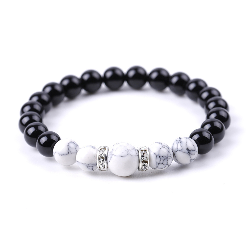 8mm Bright Black Beads Bracelet Natural Tiger Eye Stone String Bracelets for Women Men Yoga Jewelry