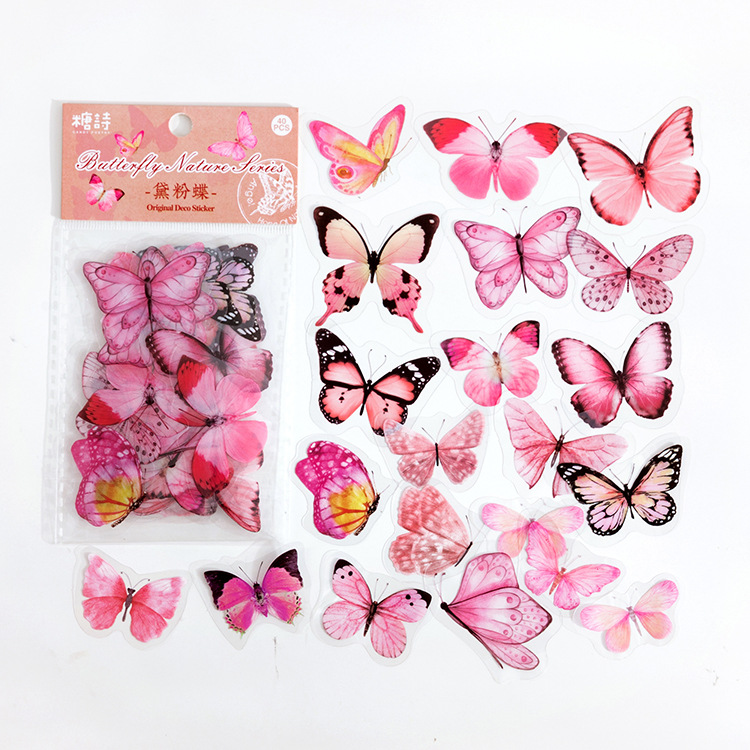 40 pièces élégant papillon autocollants PET transparent décoratif décalcomanies pour téléphone portable bouteille planificateur Journal Journal Scrapbook