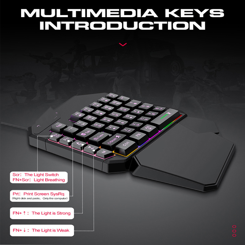 T19 40 touches de jeu à une main Clavier de clavier Trône Suit mobile Game Mobile Hand 40 Speed ​​Adjustable