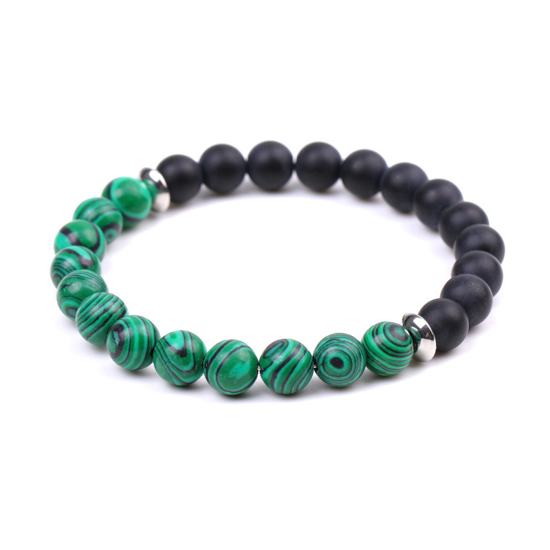 Natural Stone 8mm Hematite Kallaite Malachite Agate Beaded Bangle Bracelets For Women Jewelry