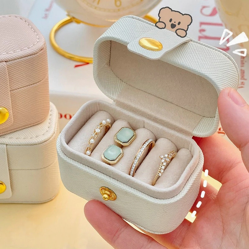 Tragbare Mini -Schmuckkasten -Ringorganisator Ohrringe Aufbewahrung Hülle Verpackung Ohrringhalter Geschenke Koffer Schmuckschachtel