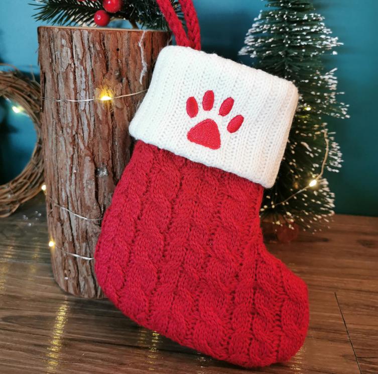 18X14cm Exquisite Christmas Socks Festive Scene Decoration Knitted Christmas Letter Sock Gift Bag SN437