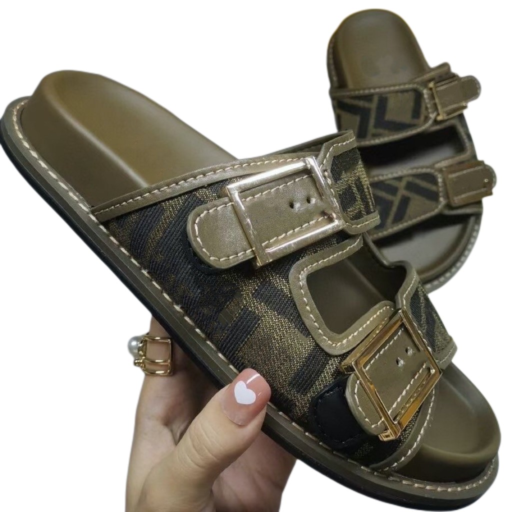 Nieuwe pantoffels heren- en damessandalen Designer-teenslippers koeienhuid klassieke mode bijpassende kleurenprint open teen Mueller strandschoenen casual sexy 35-46