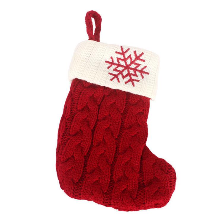 18X14cm Exquisite Christmas Socks Festive Scene Decoration Knitted Christmas Letter Sock Gift Bag SN437